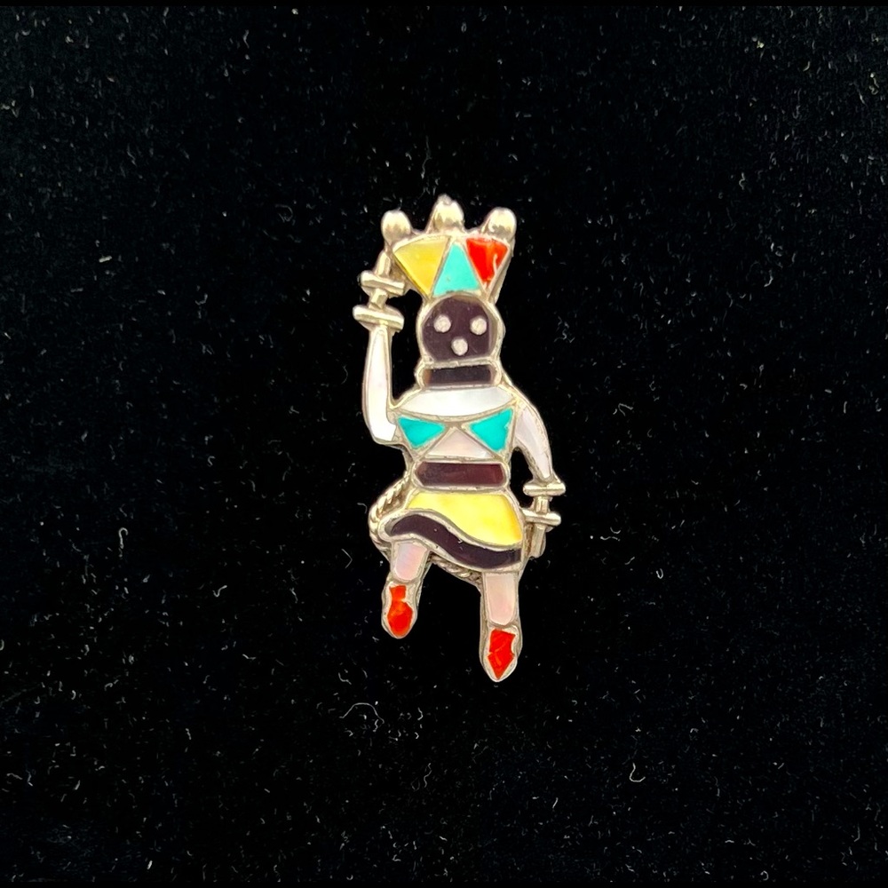 Vintage Zuni Pendant/Brooch of Kachina Dancer